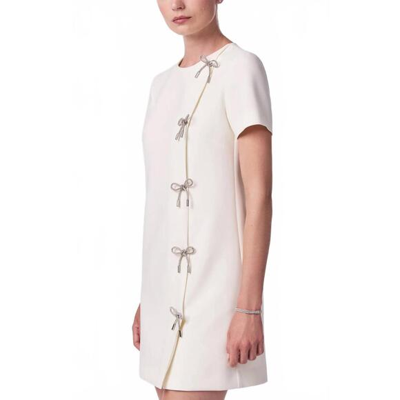 NEW TRINA TURK diamonds crystal bows sheath dress in winter white - Picture 4 of 5